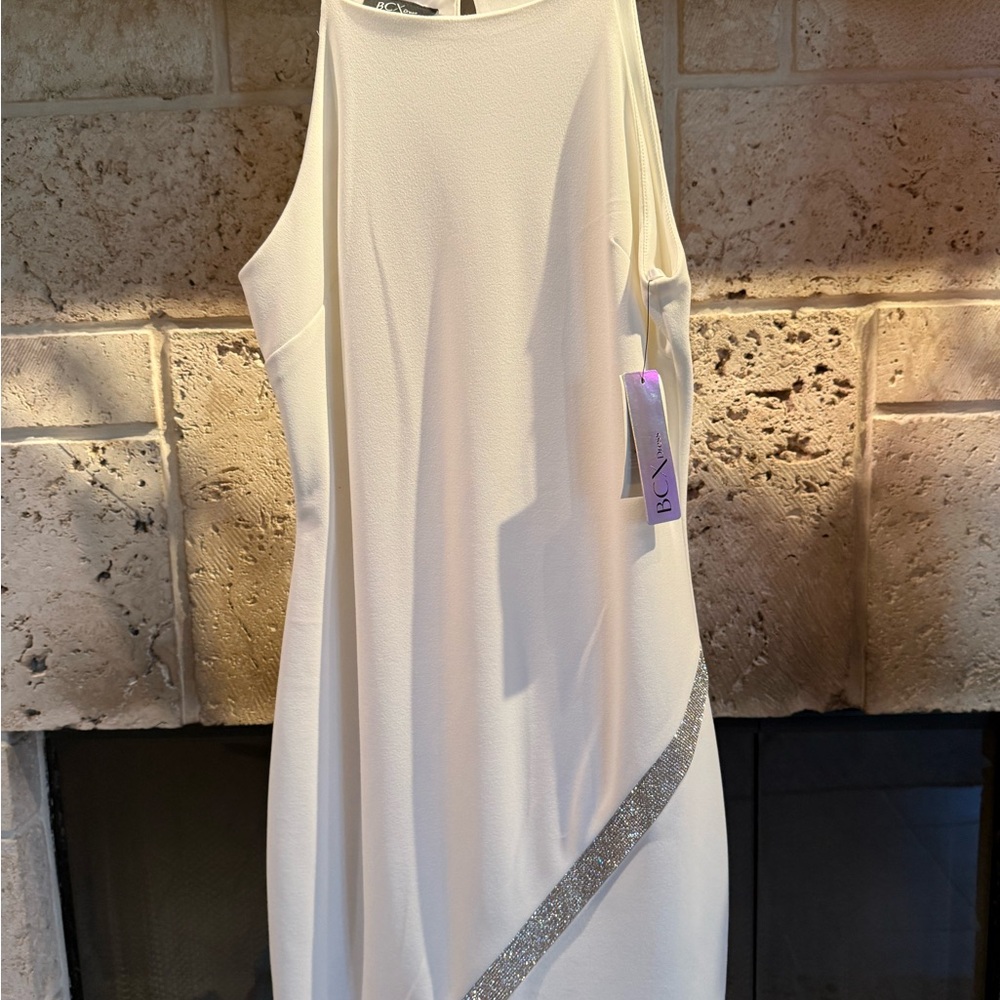 BCBG White Dress with Silver Accent